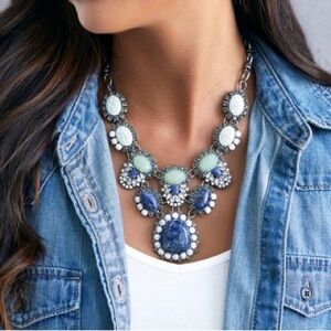 Chloe + Isabel Blue and Cream Statement Necklace